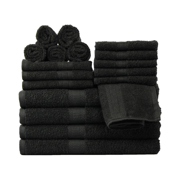 Mainstays Basic Solid 18-Piece Bath Towel Set Collection, Black