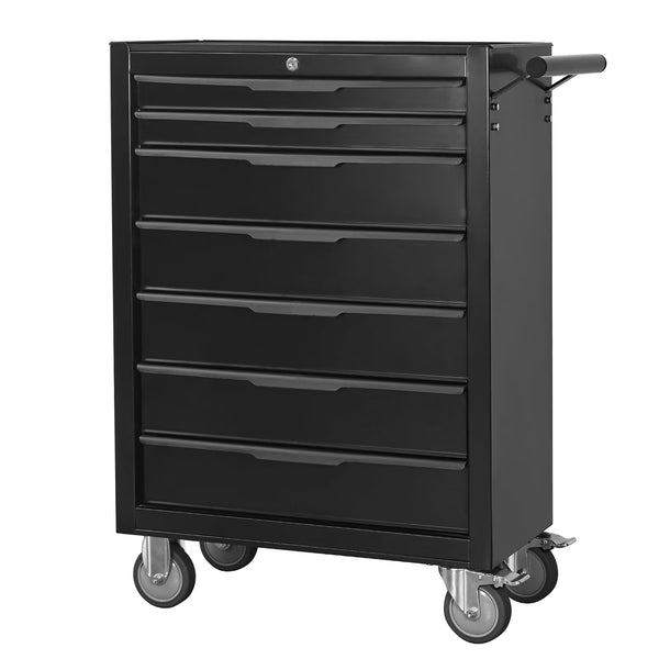 7 - Drawer Rolling Tool Chest Cabinet, Large Capacity Metal Tool Box with Wheels and Cylinder Locking, Roll Around Storage Organizer Tool Cart for