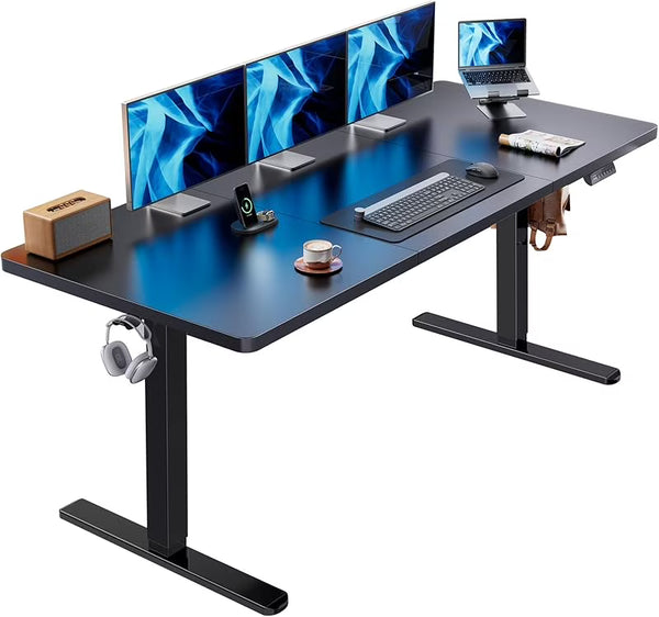 UANUO 48 x 24 in Electric Standing Desk, Height Adjustable Table with Headphone Hooks & Cable Manager, Sit to Stand up Desk for Home Office, Vintage