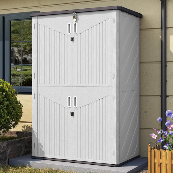 Aoxun Outdoor Storage Shed, 64 Cu.ft Vertical Storage Sheds Outdoor with Floor, Outdoor Waterproof Storage Cabinet for Garage Storage, Pool Storage