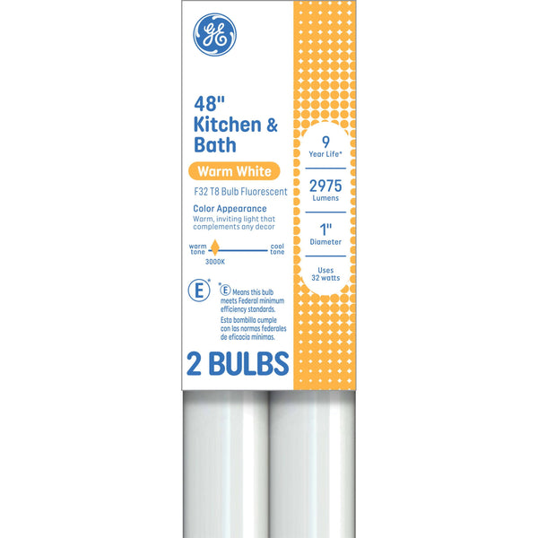 GE 32W T8 Kitchen & Bath Bulb - 2 Pk.