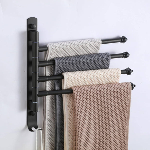 OURVII Bathroom Towel Rack Swivel Hanger Towel Bar Wall Mounted Door Towel Rack Space Saving Storage Organizer Hanging Holder 15 inch (Stainless